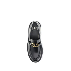Valentino Garavani Black Leather Slip-On Loafers