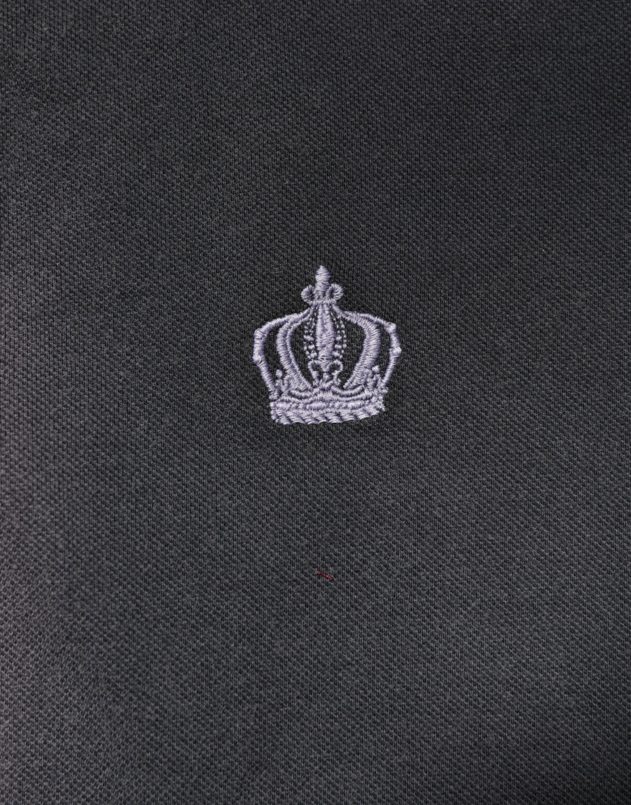 Dolce & Gabbana Graues Baumwoll-Polo-T-Shirt mit Kragen und Krone für Herren