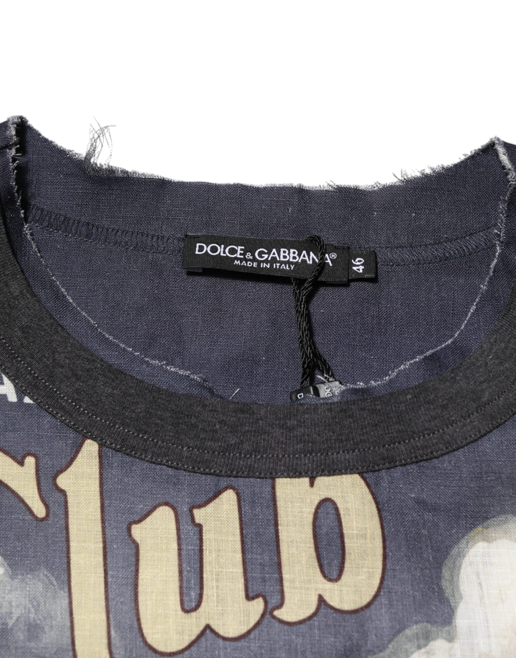 Dolce & Gabbana Palermo Jazz Club Leinen Rundhals Herren T-Shirt