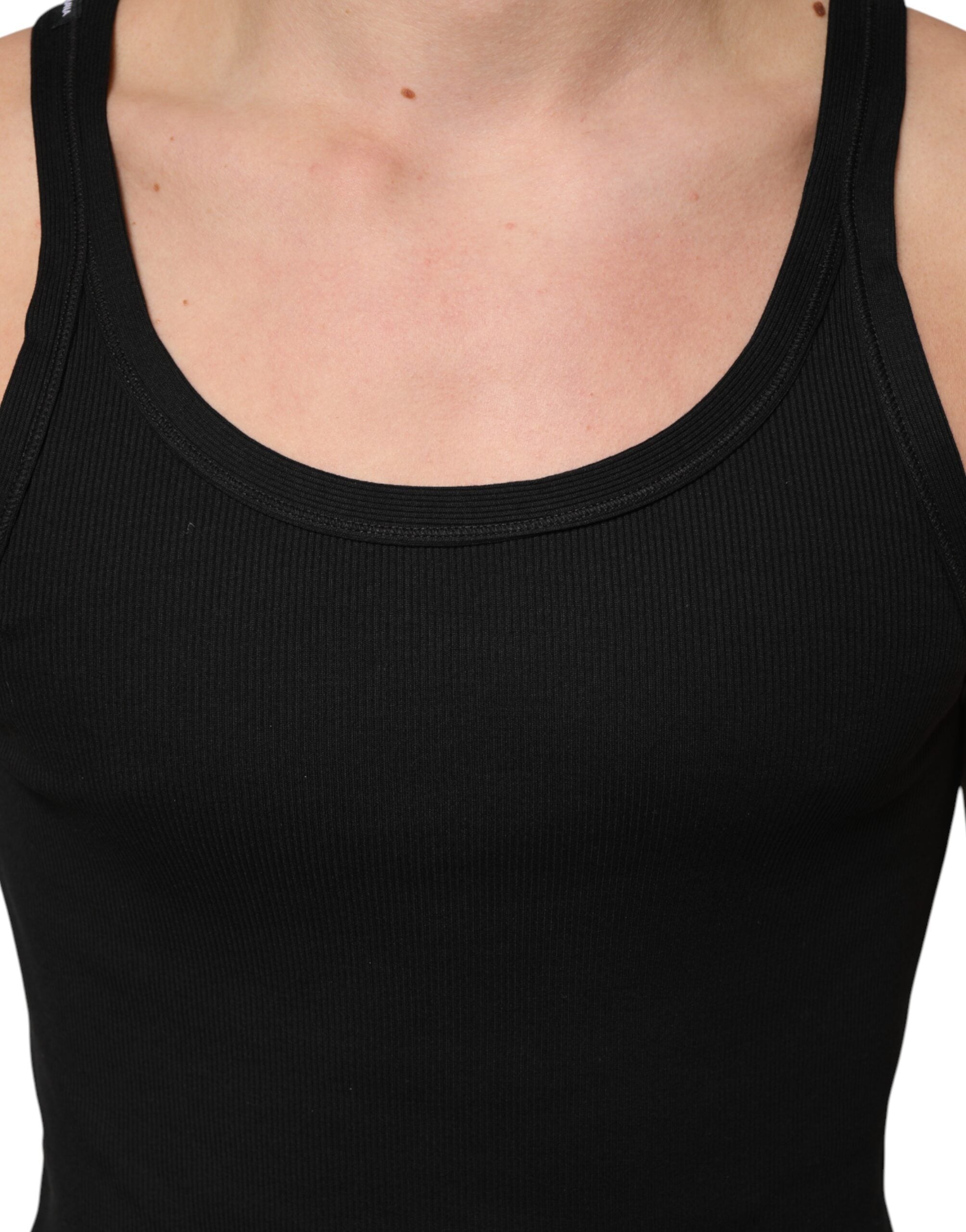 Dolce &amp; Gabbana Schwarzes Tanktop Ärmellose Unterwäsche Herren T-Shirt