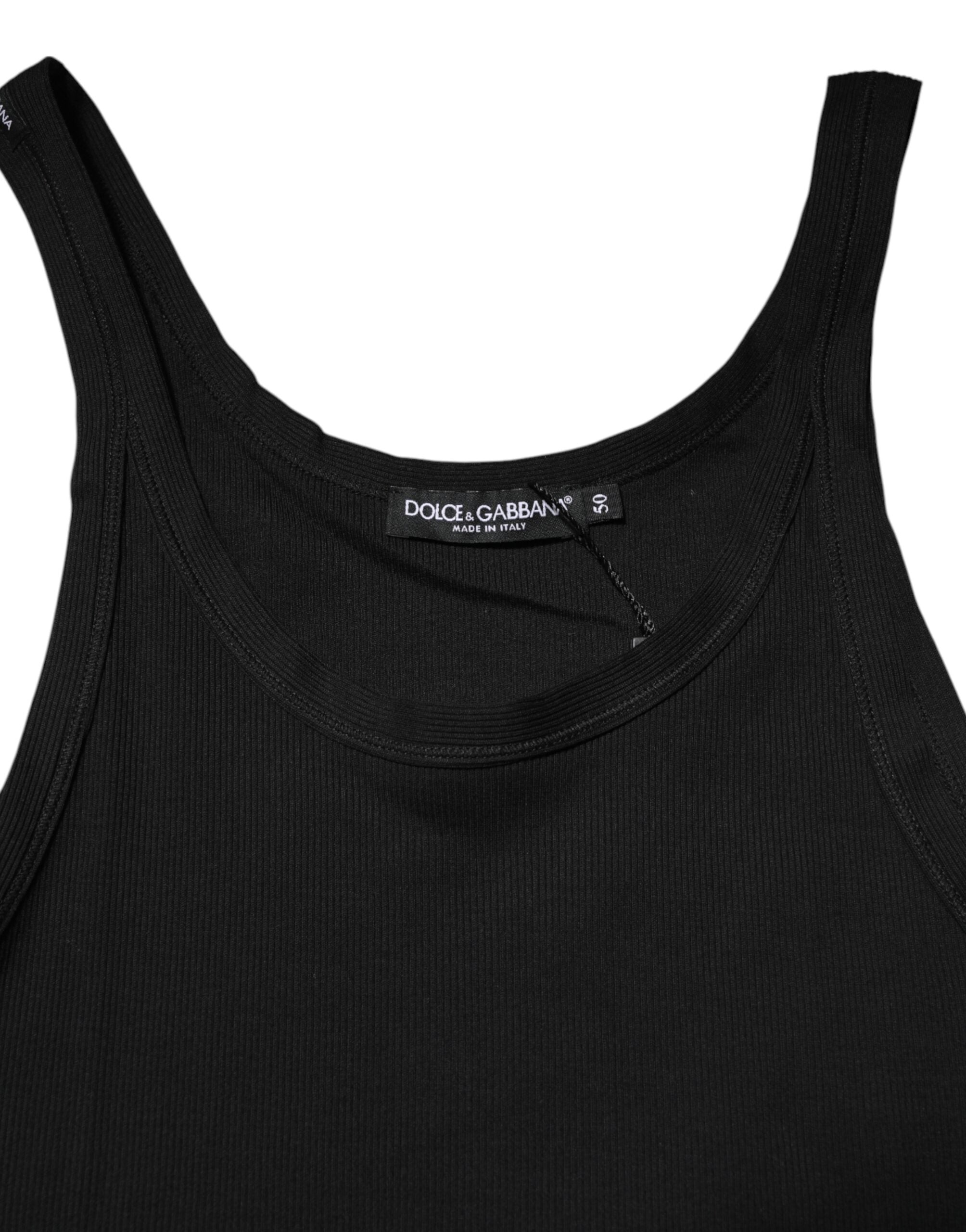 Dolce &amp; Gabbana Schwarzes Tanktop Ärmellose Unterwäsche Herren T-Shirt