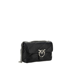 PINKO Black Calf Leather Bos Taurus Shoulder Bag