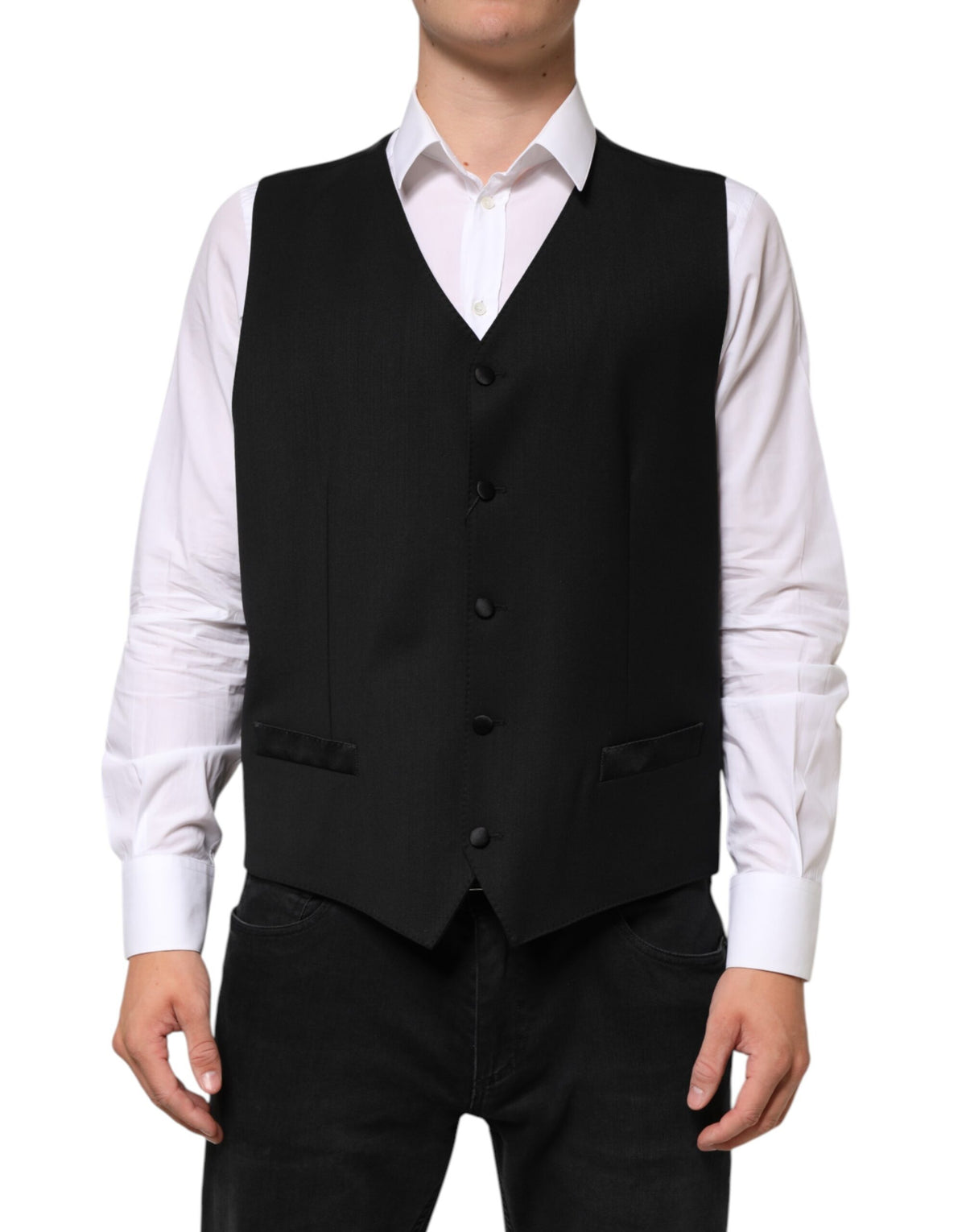 Dolce & Gabbana Schwarze Herren-Wollweste formell