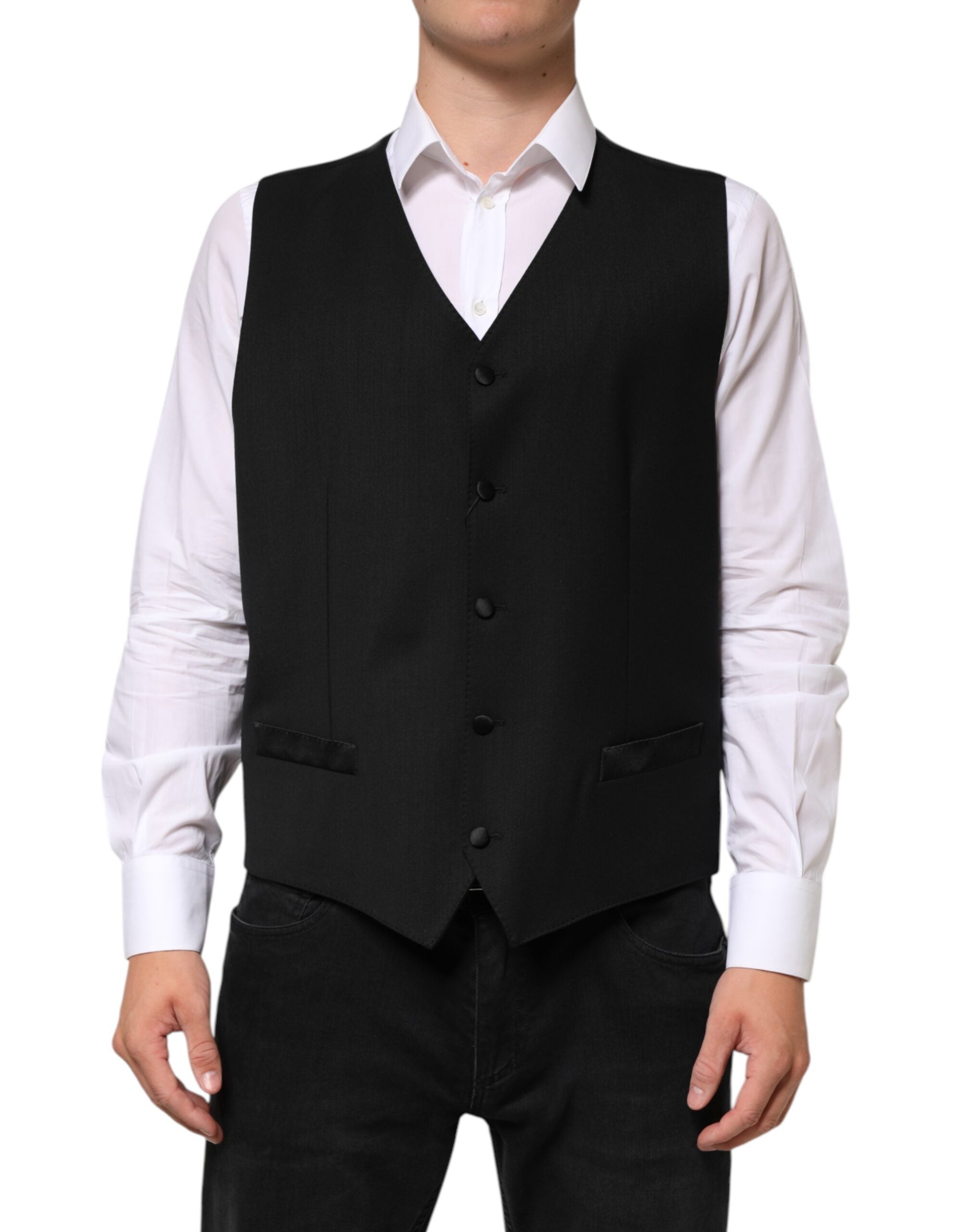 Dolce & Gabbana Schwarze Herren-Wollweste formell