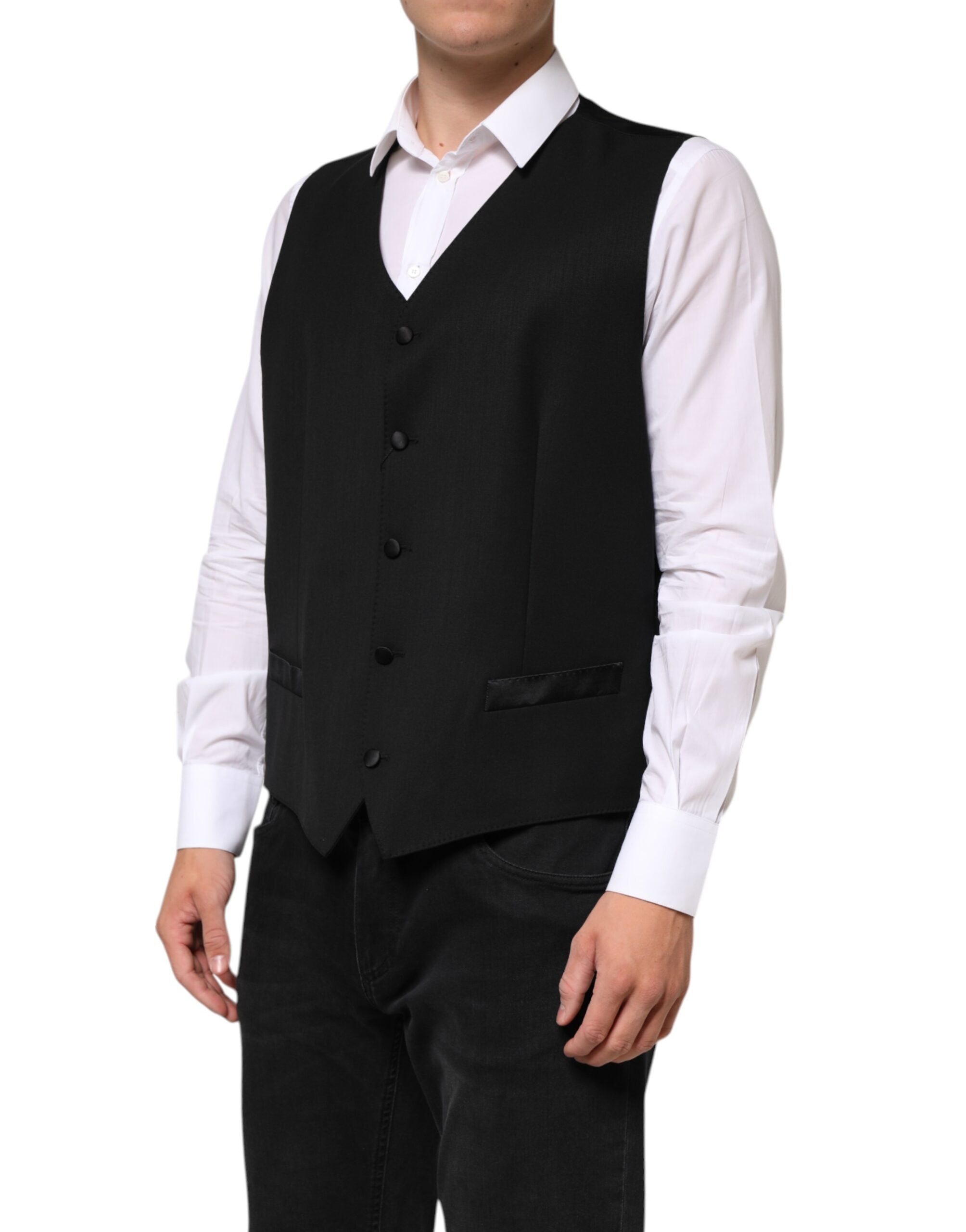 Dolce & Gabbana Schwarze Herren-Wollweste formell