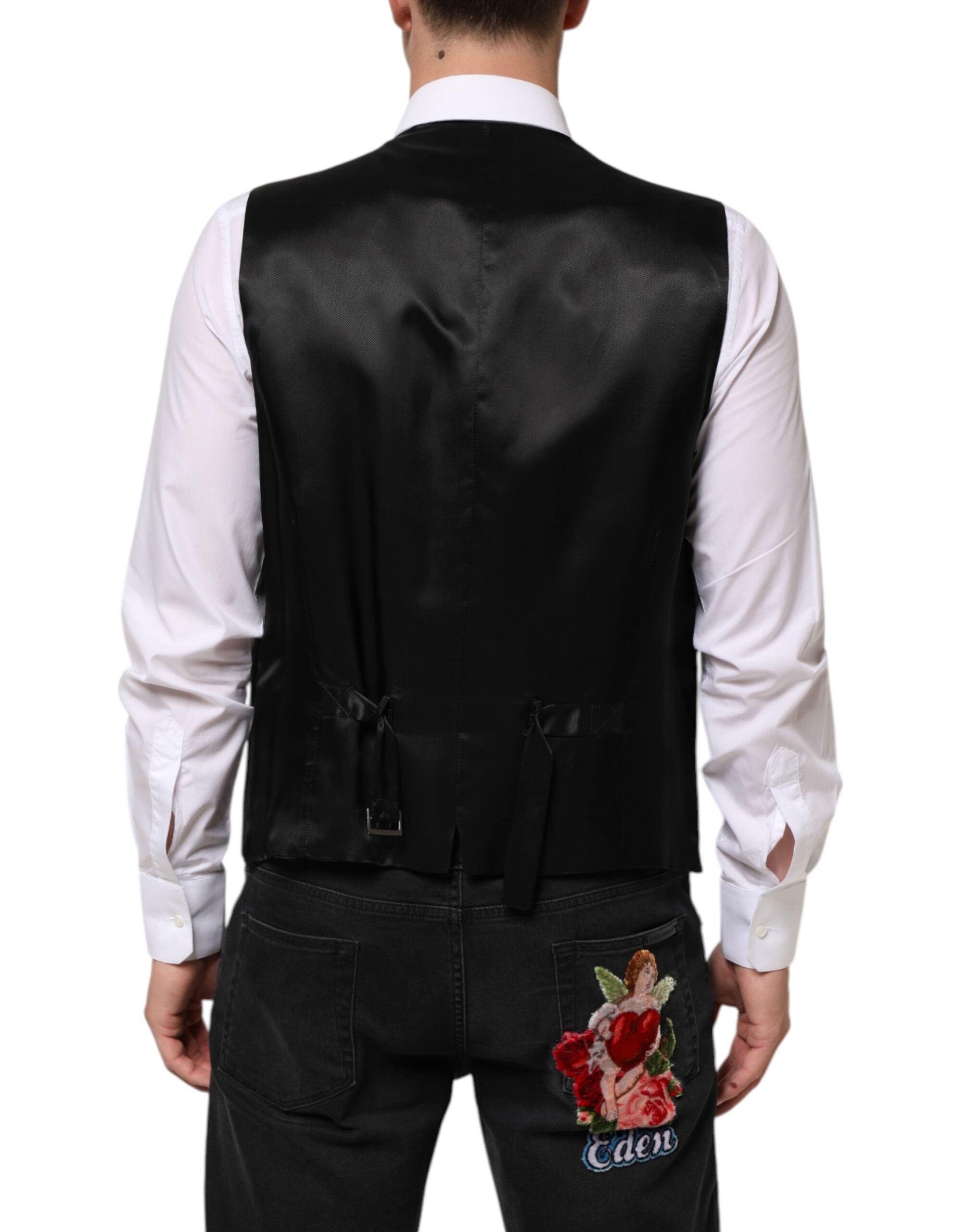 Dolce & Gabbana Schwarze Herren-Wollweste formell