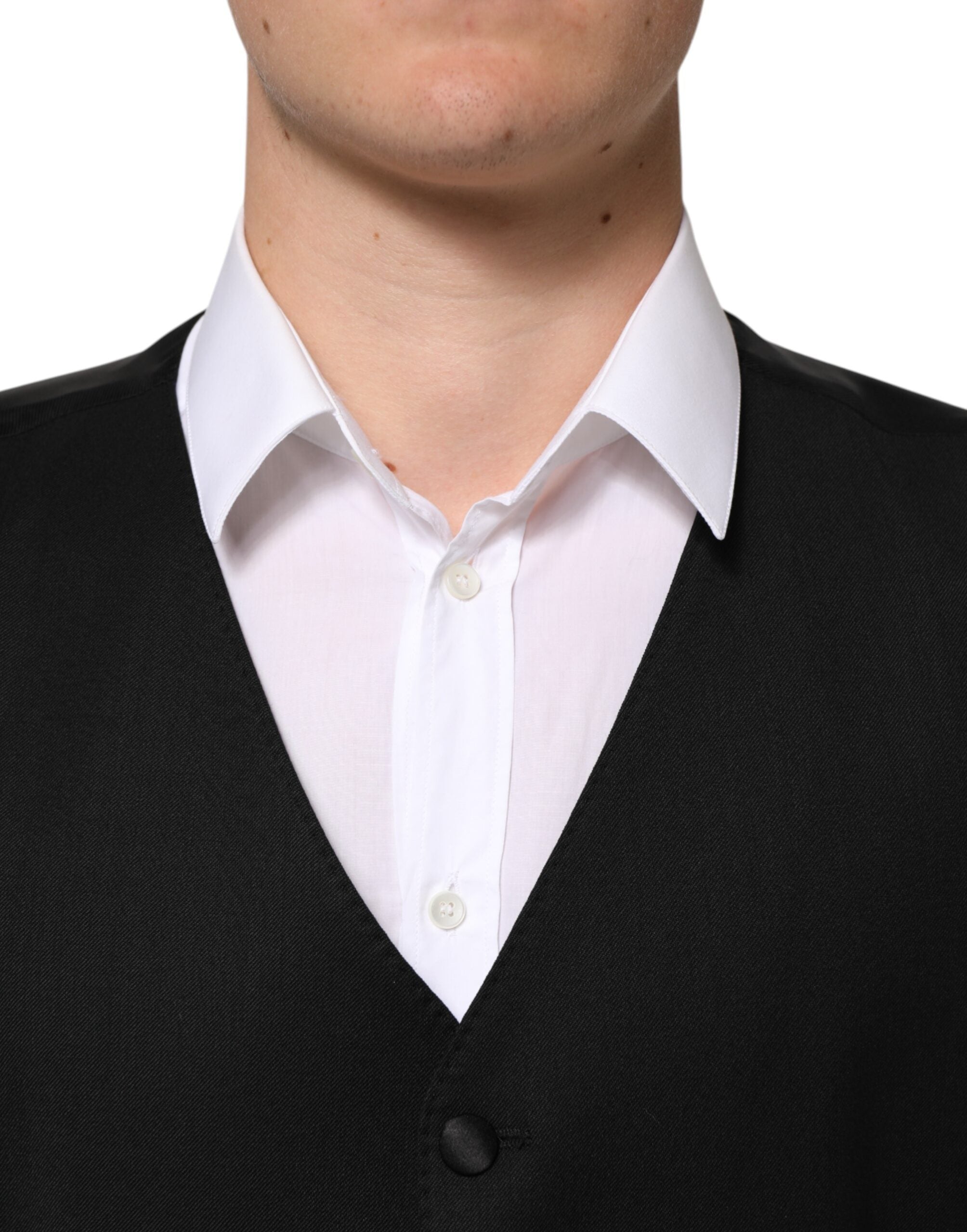 Dolce & Gabbana Schwarze Herren-Wollweste formell