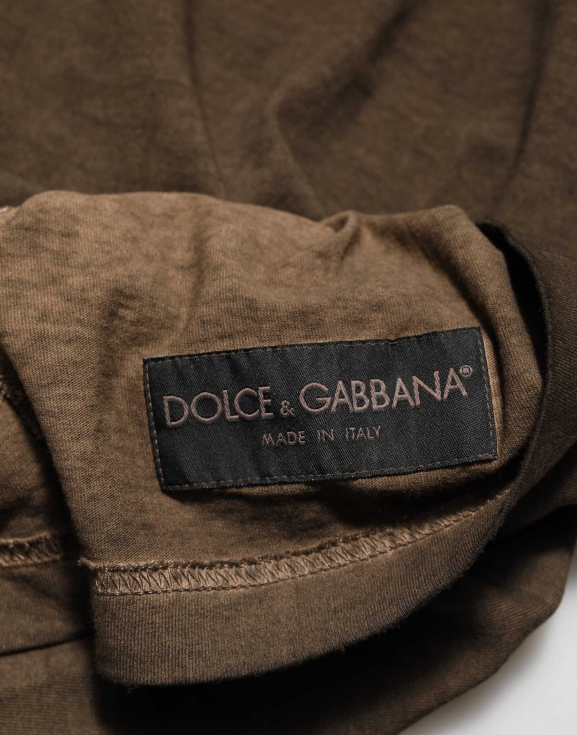Dolce & Gabbana Dunkelbraunes Baumwoll-T-Shirt mit abgenutztem Logo für Herren