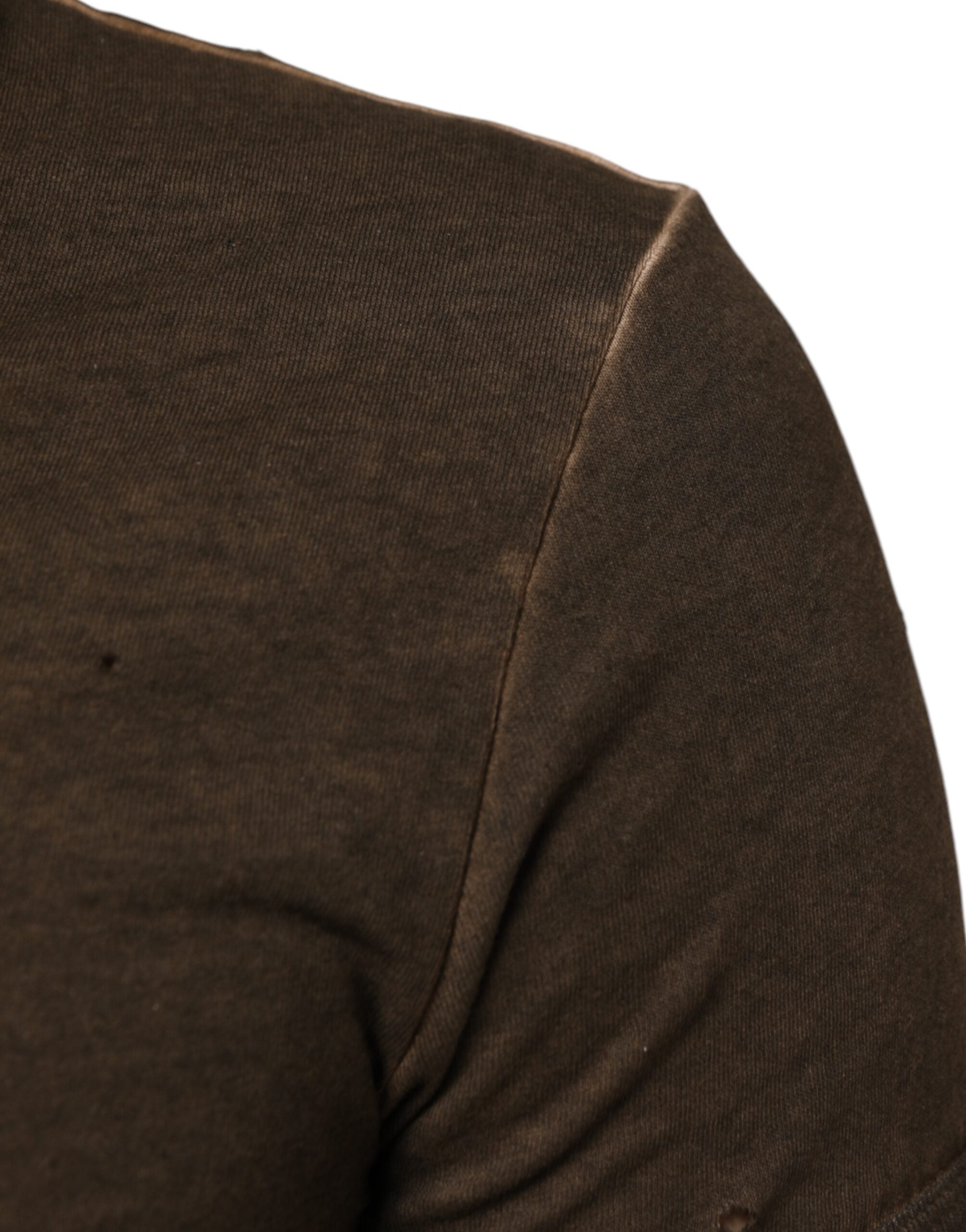 Dolce & Gabbana Dunkelbraunes Baumwoll-T-Shirt mit abgenutztem Logo für Herren