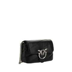 PINKO Black Calf Leather Bos Taurus Shoulder Bag
