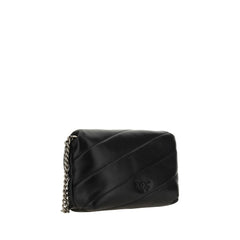 PINKO Black Calf Leather Bos Taurus Shoulder Bag