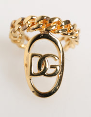 Dolce & Gabbana goudkleurige messing ovale DG-logo ketting verstelbare ring