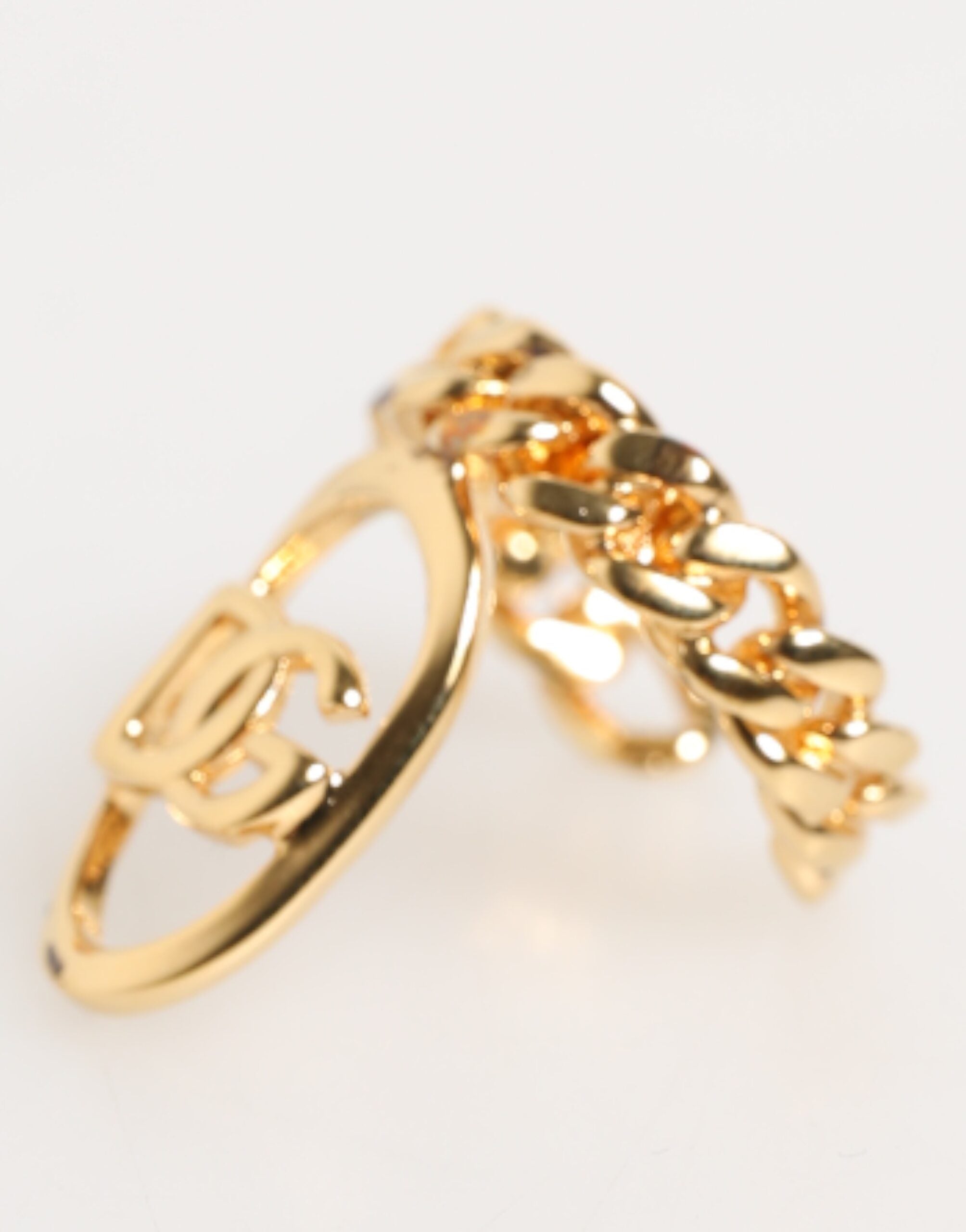 Dolce & Gabbana goudkleurige messing ovale DG-logo ketting verstelbare ring