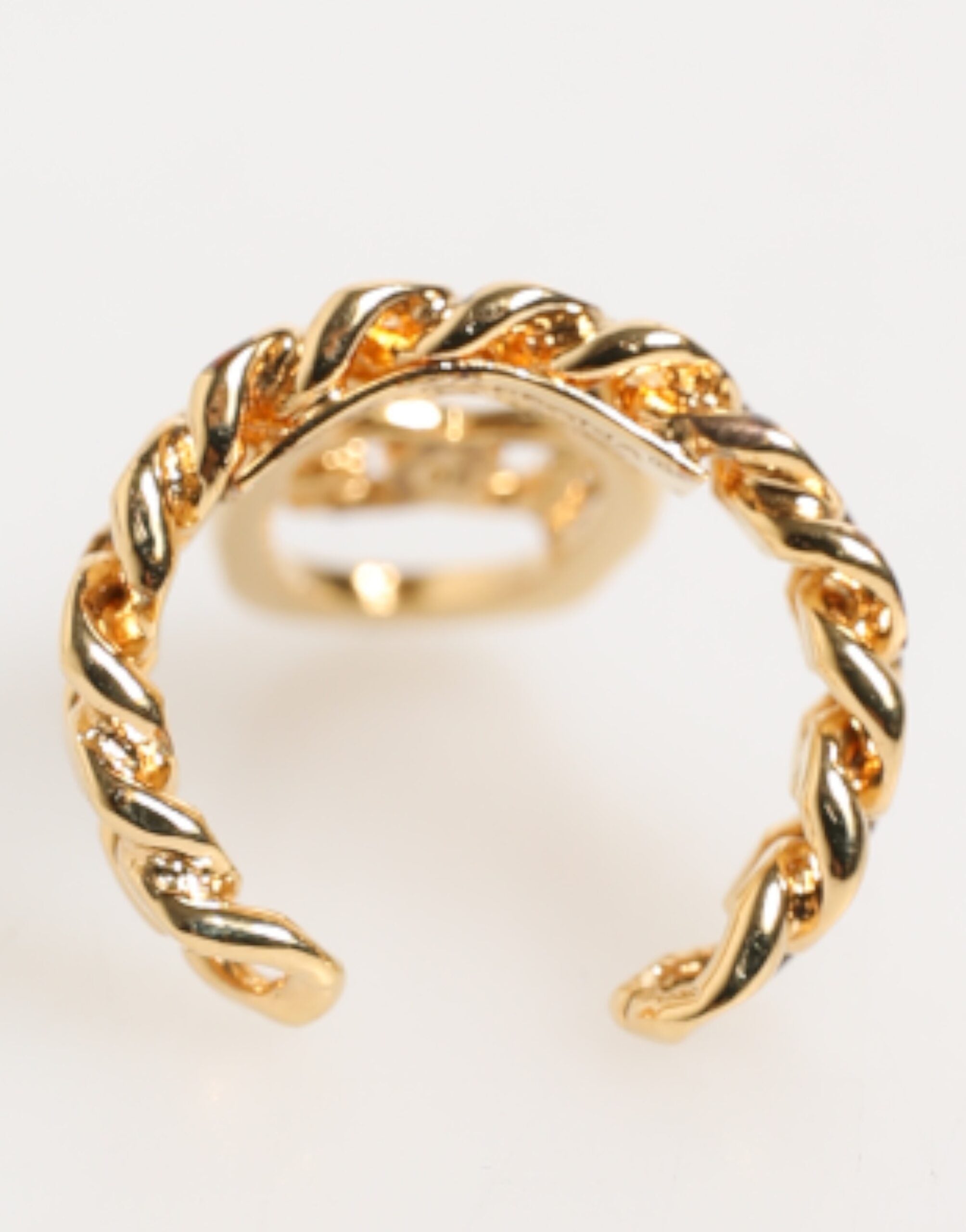Dolce & Gabbana goudkleurige messing ovale DG-logo ketting verstelbare ring
