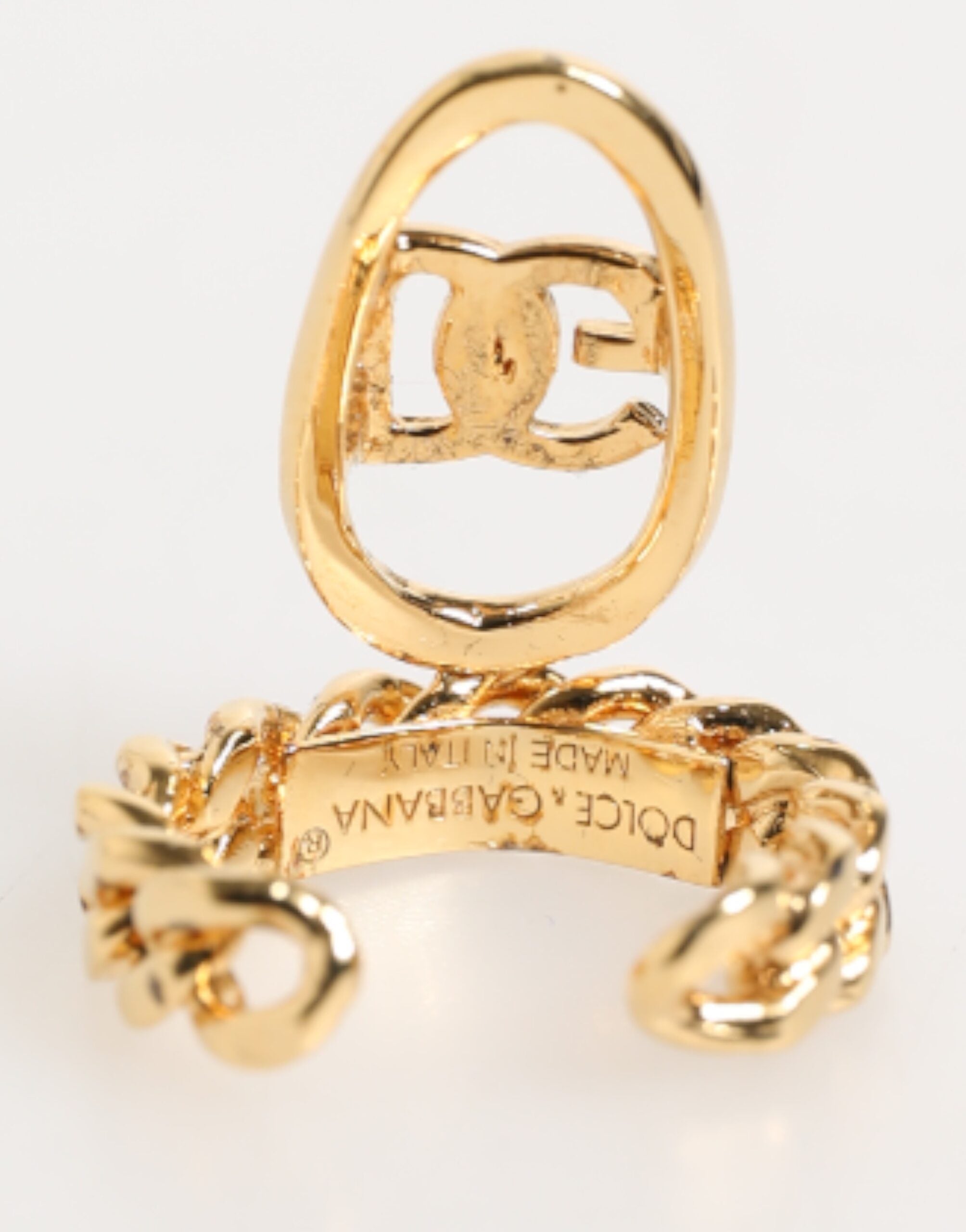 Dolce & Gabbana goudkleurige messing ovale DG-logo ketting verstelbare ring