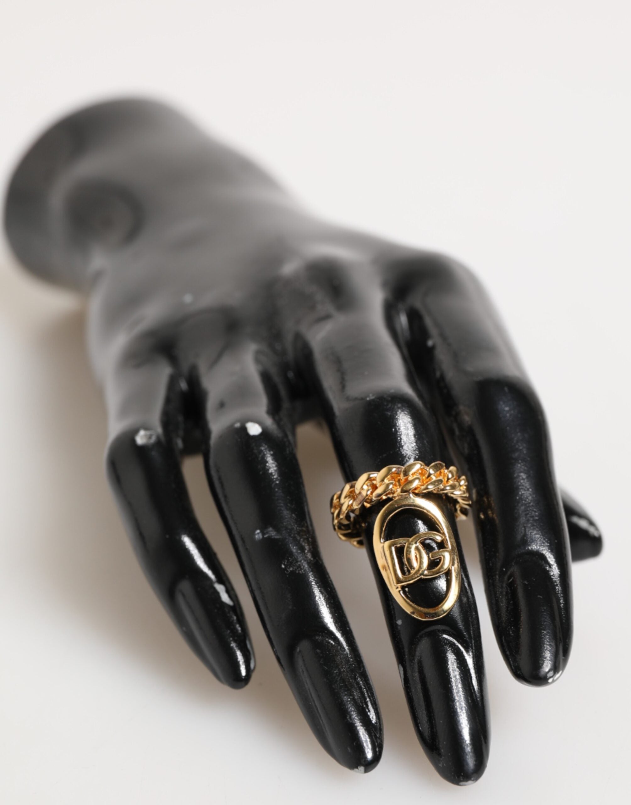 Dolce & Gabbana goudkleurige messing ovale DG-logo ketting verstelbare ring
