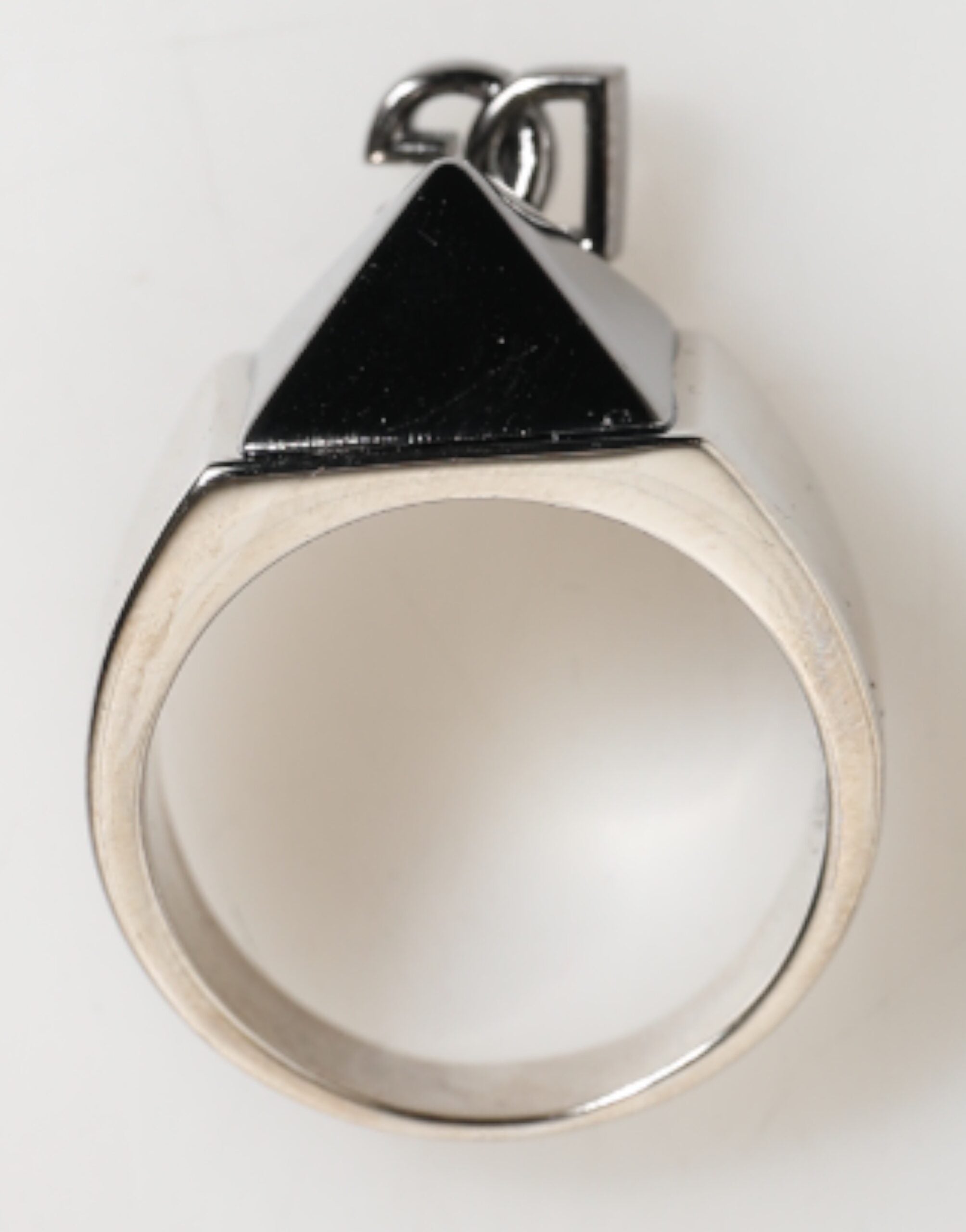 Dolce & Gabbana Zilverkleurige Piramide DG Logo Echt Messing Ring