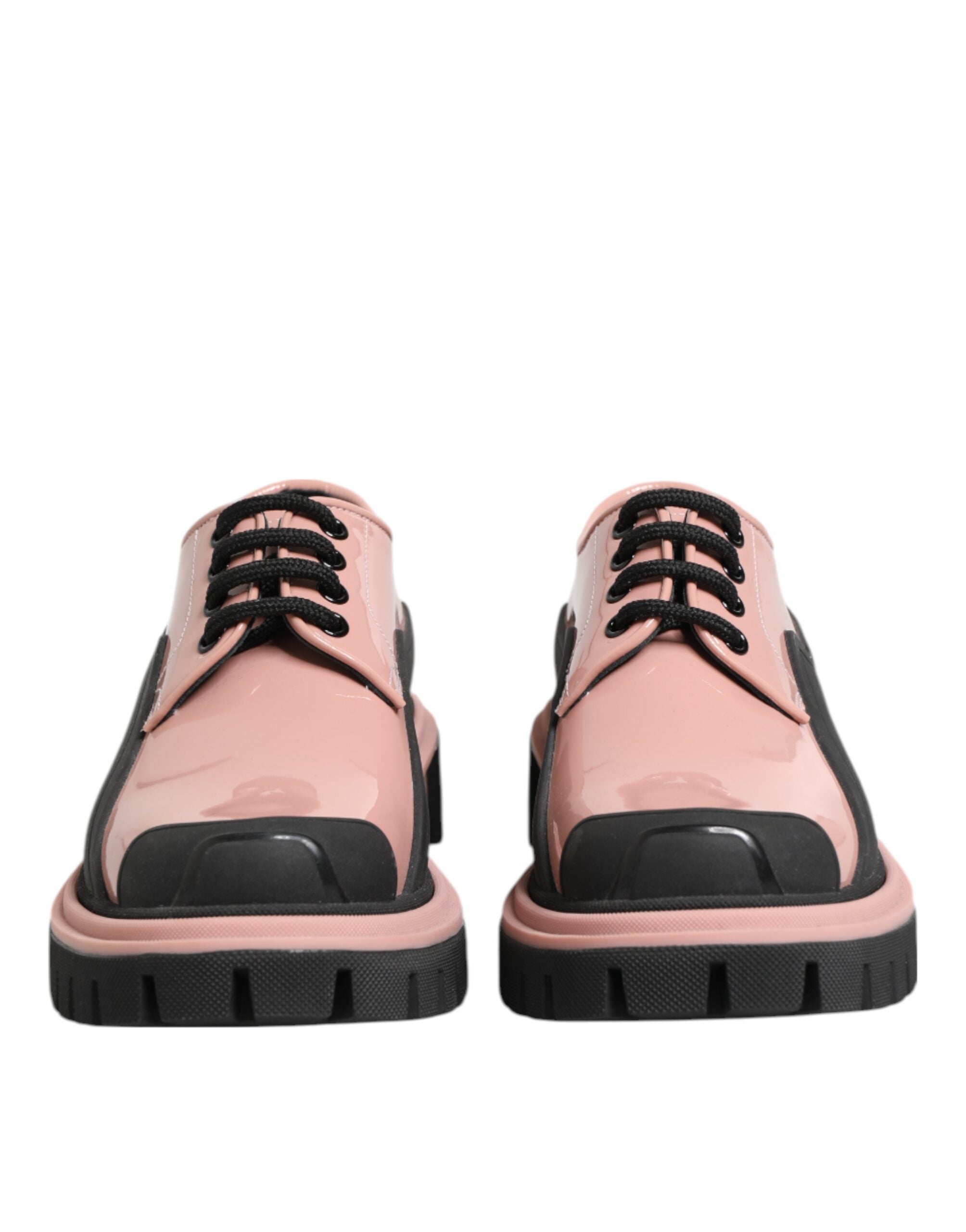 Dolce & Gabbana Schnürschuhe aus hellrosa und schwarzem Leder