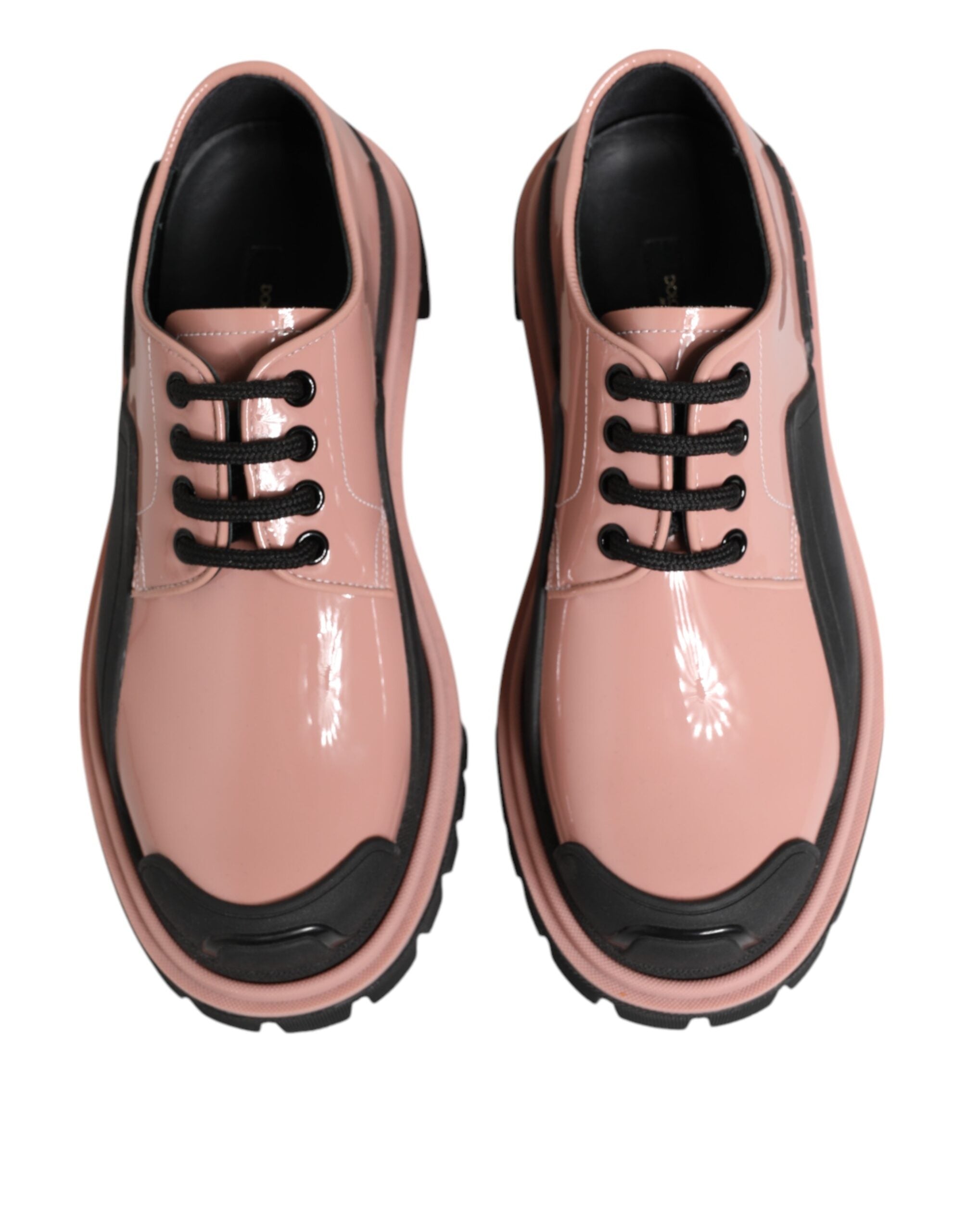Dolce & Gabbana Schnürschuhe aus hellrosa und schwarzem Leder