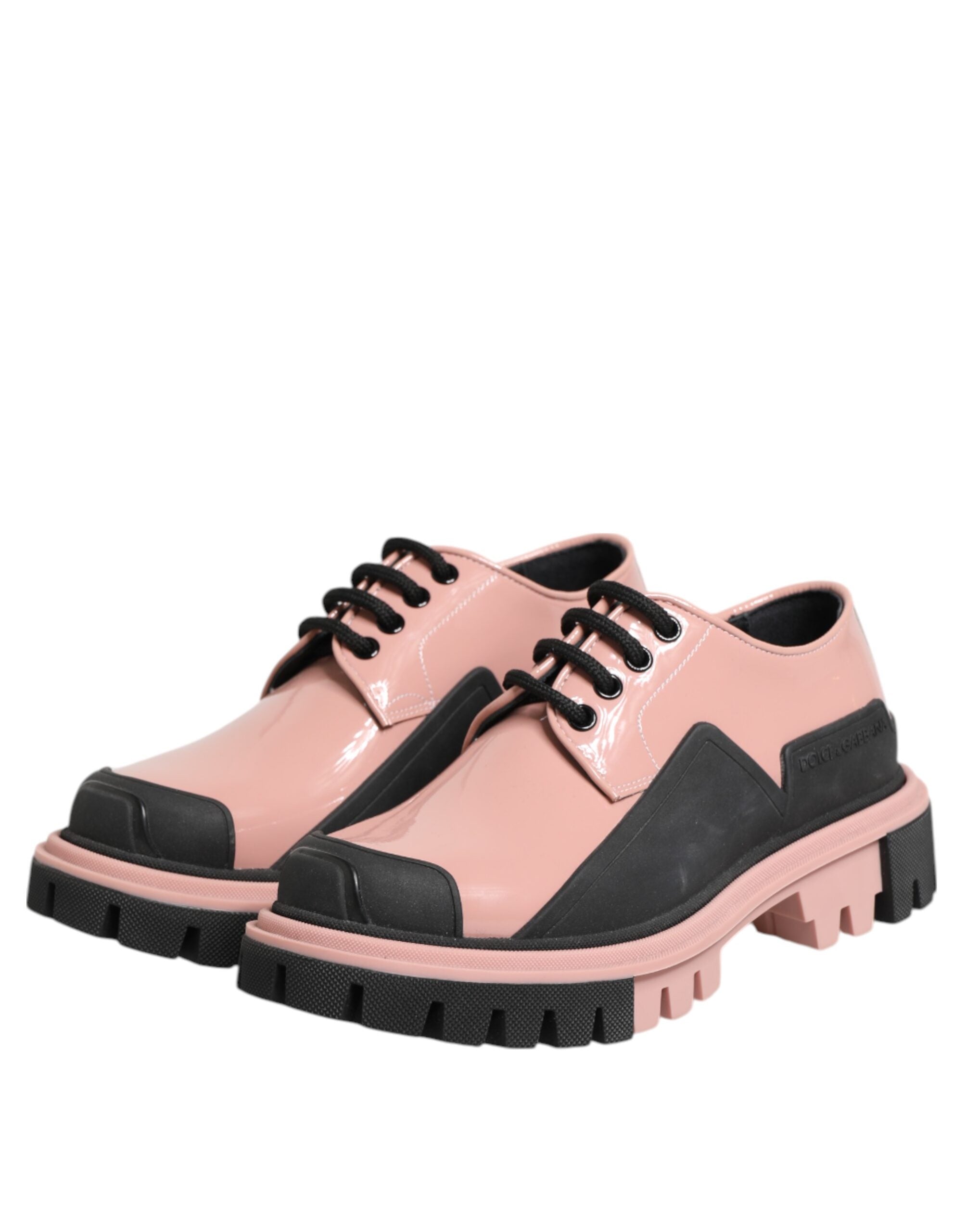 Dolce & Gabbana Schnürschuhe aus hellrosa und schwarzem Leder