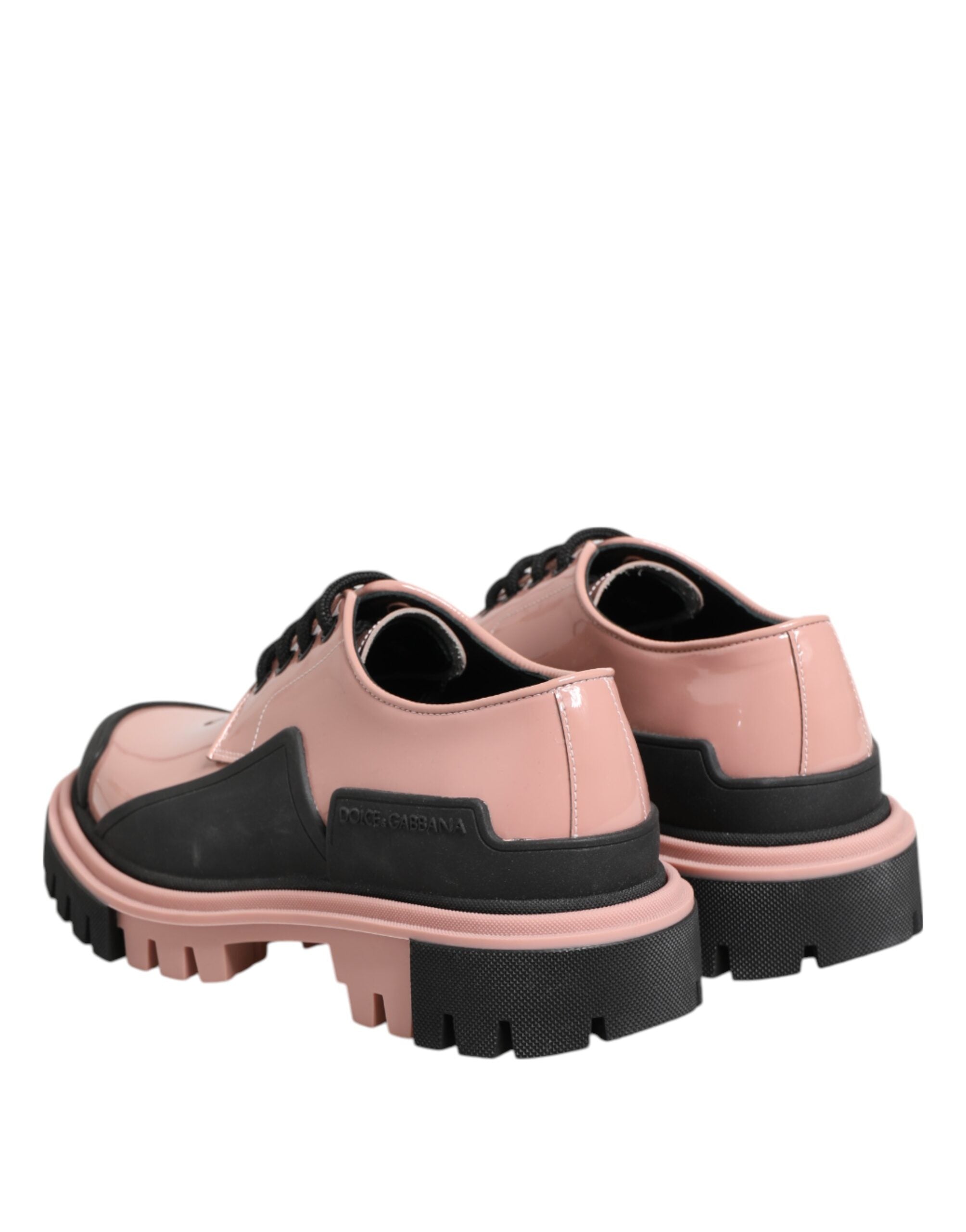 Dolce & Gabbana Schnürschuhe aus hellrosa und schwarzem Leder