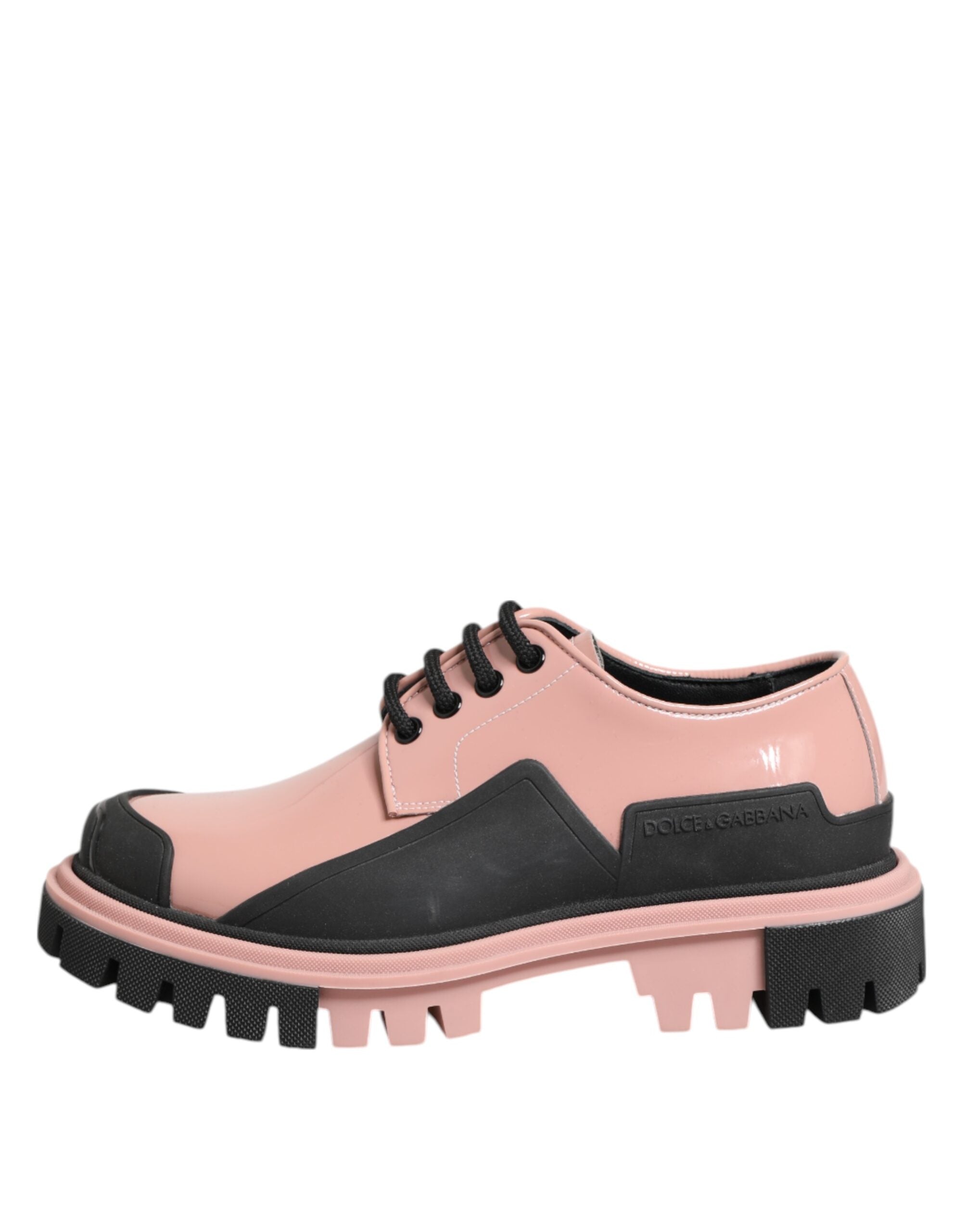 Dolce & Gabbana Schnürschuhe aus hellrosa und schwarzem Leder
