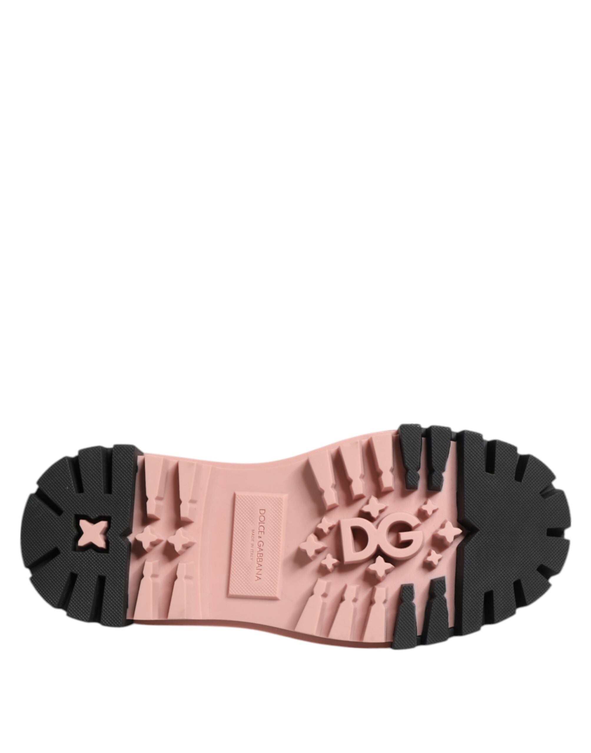 Dolce & Gabbana Schnürschuhe aus hellrosa und schwarzem Leder