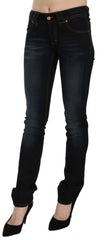 John Galliano Dark Blue Mid Waist Slim Fit Denim Casual Pants Jeans