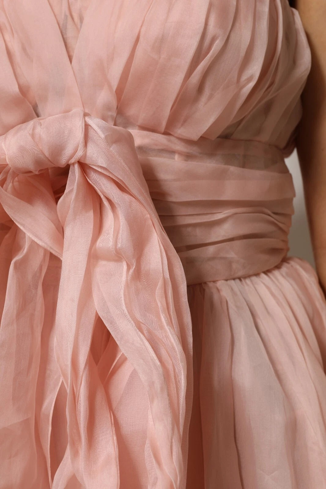 Dolce & Gabbana Pinkes Seidenchiffon A-Linien Falten-Midi-Kleid