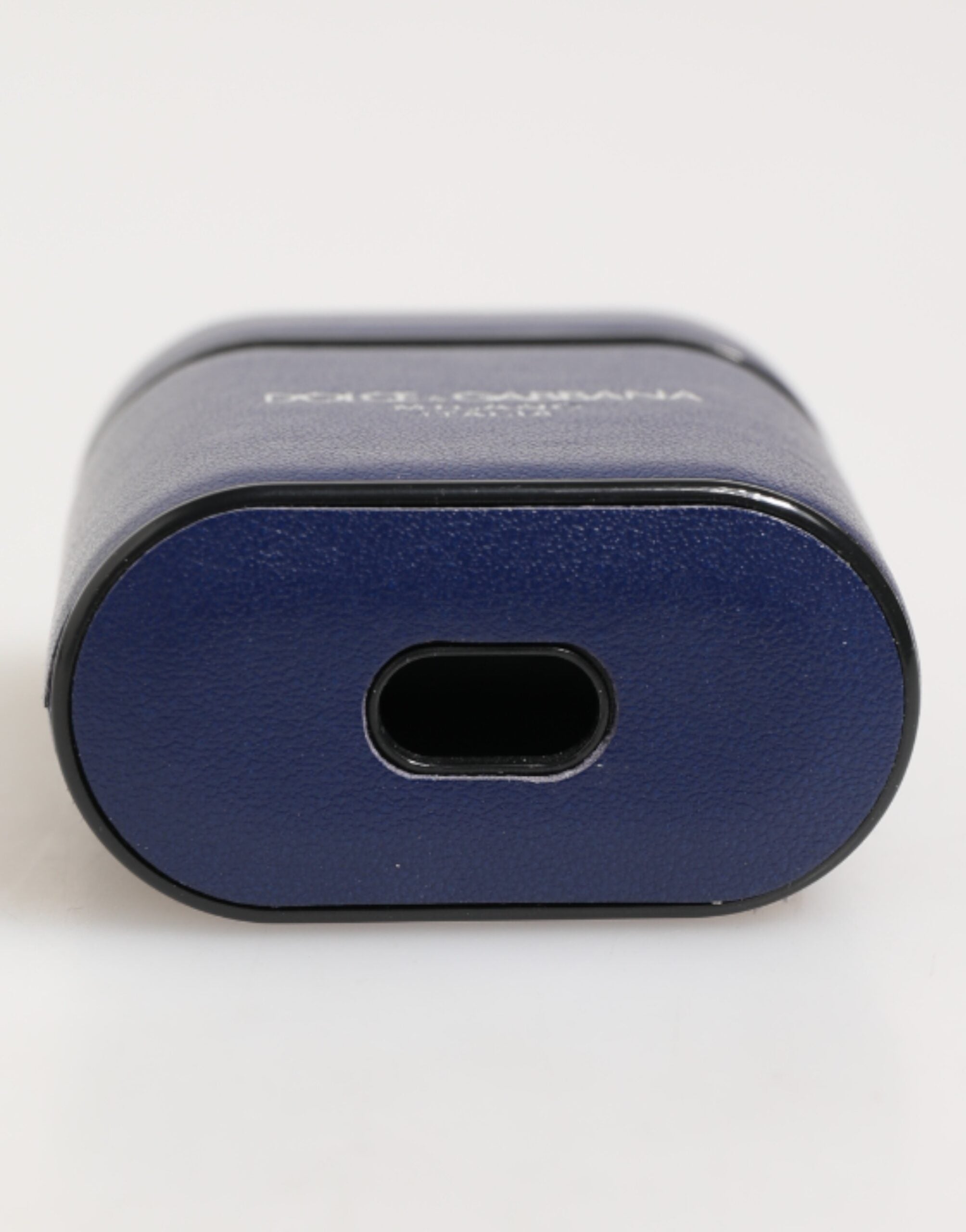 Dolce & Gabbana Blaues Leder Logo Print Flip Holder Herren Airpods Case