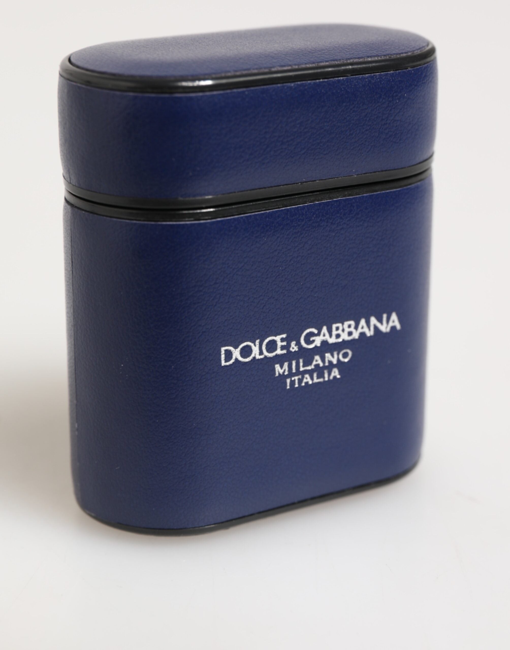 Dolce & Gabbana Blaues Leder Logo Print Flip Holder Herren Airpods Case