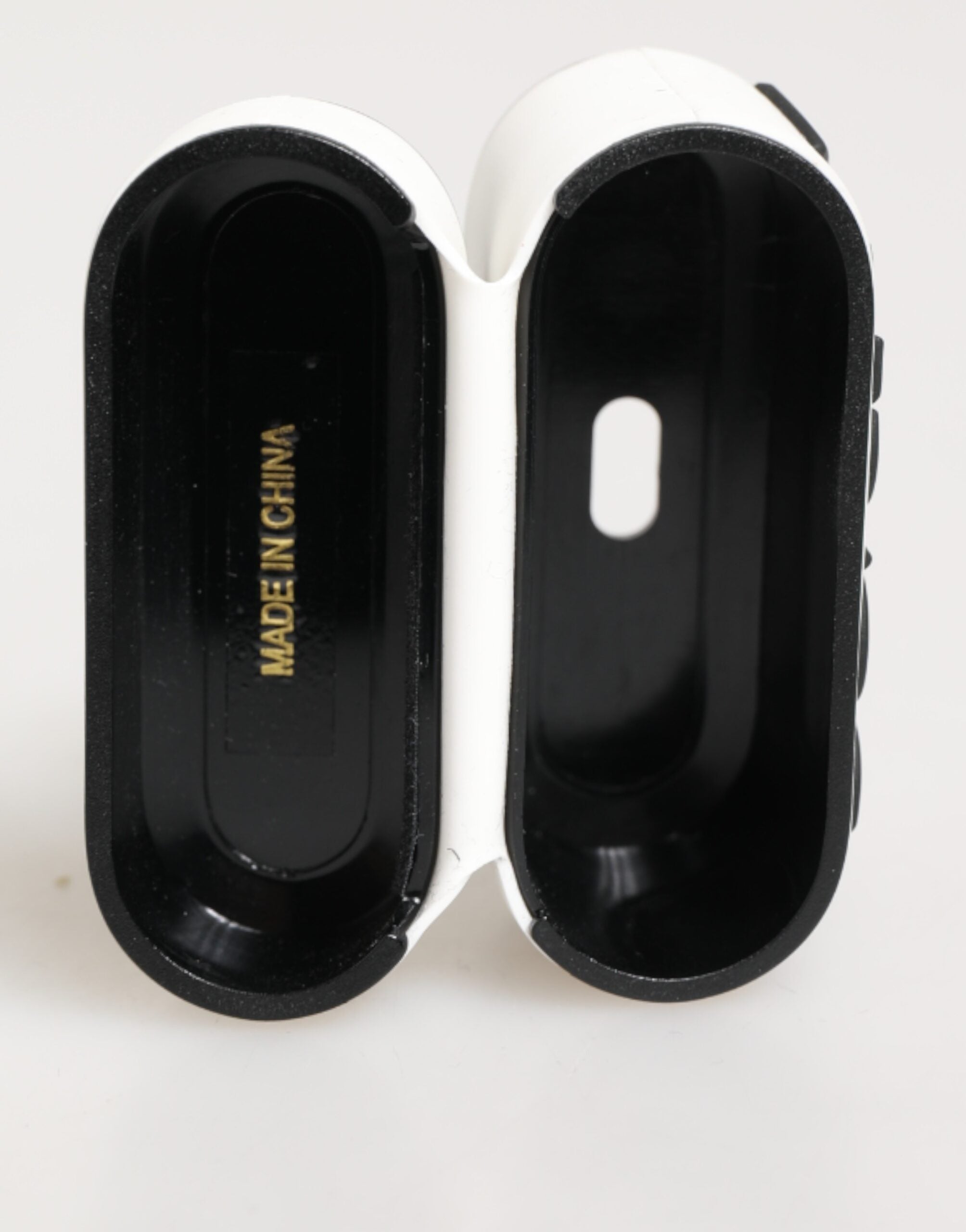 Dolce & Gabbana Weiß Schwarz Gummi Logo Geprägtes Accessoire AirPods Hülle