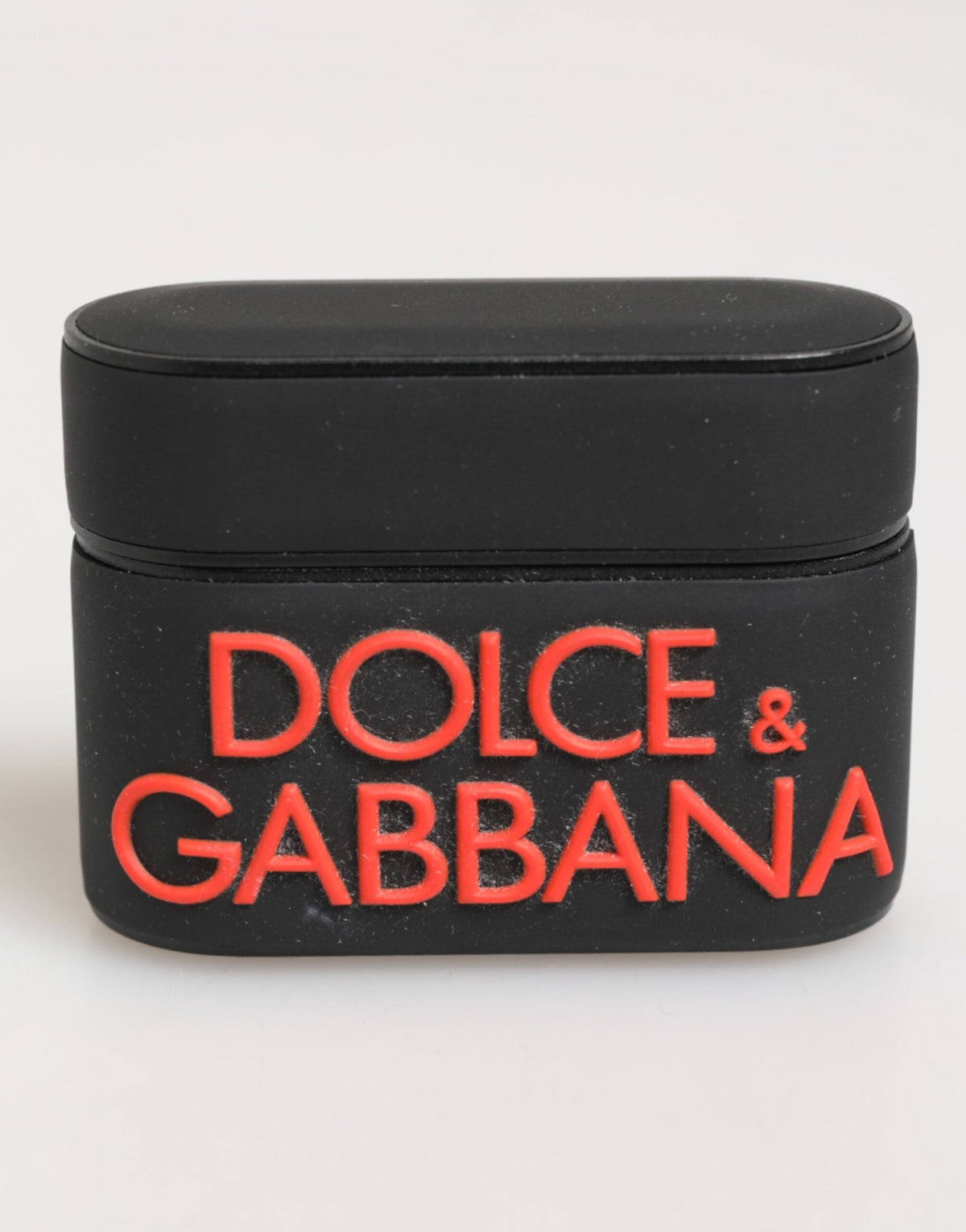 Dolce & Gabbana Schwarzes Oranges Gummi-Accessoire mit Logo-Prägung Airpods-Hülle