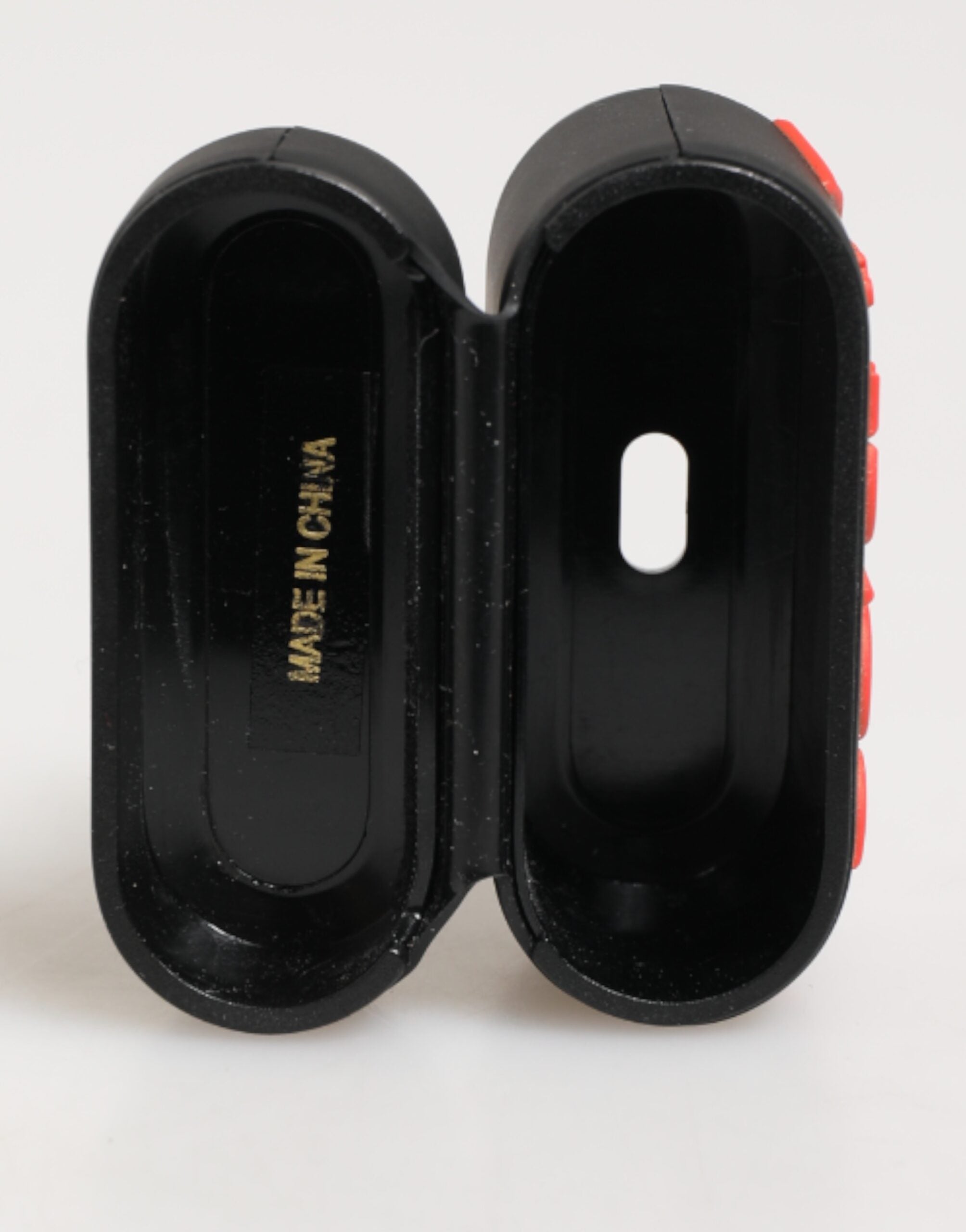 Dolce & Gabbana Schwarzes Oranges Gummi-Accessoire mit Logo-Prägung Airpods-Hülle