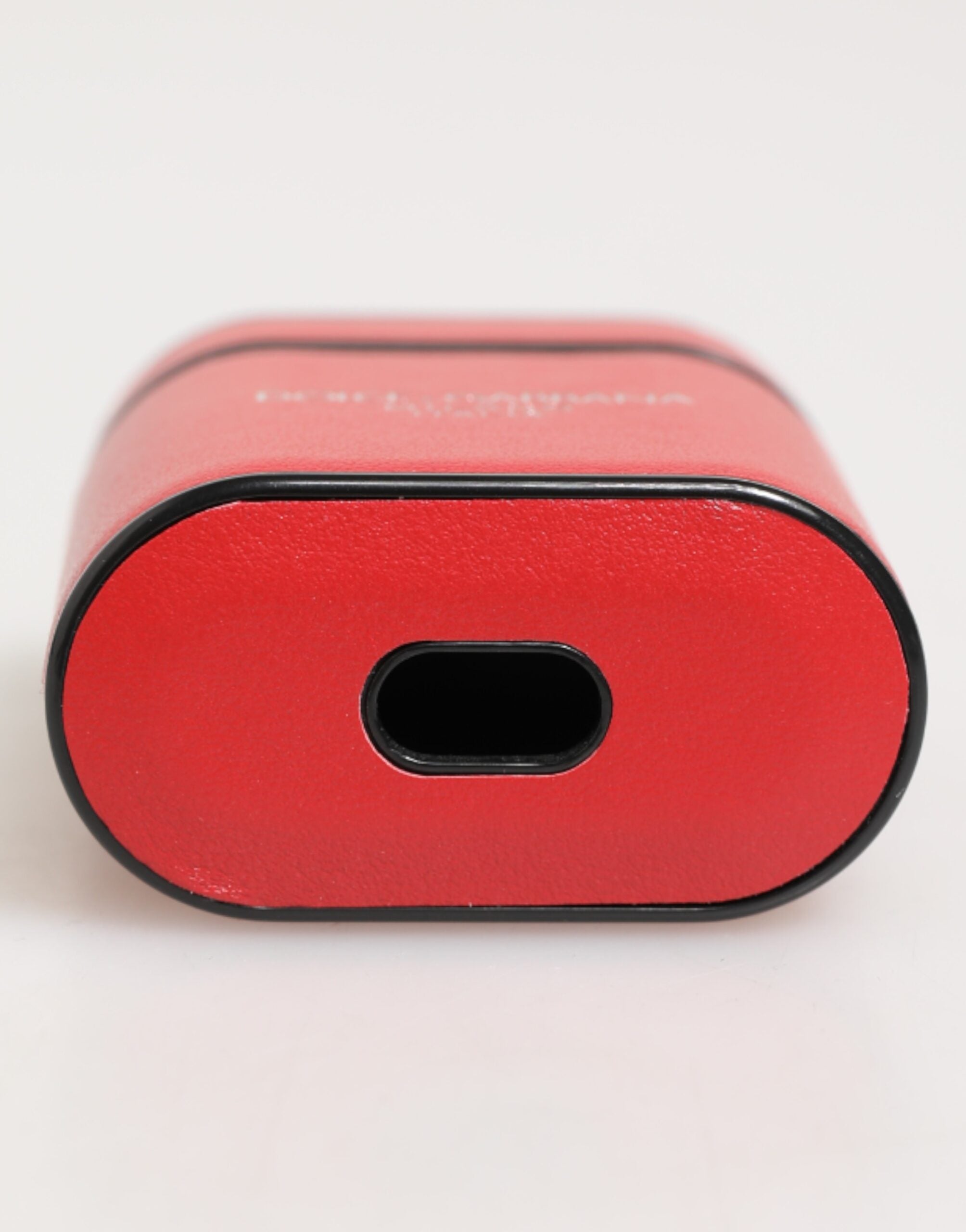 Dolce & Gabbana Rot-Weiß Kalbsleder Logo Flip Halter Airpods Hülle