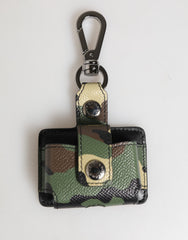 Dolce & Gabbana AirPods-Case aus mehrfarbigem Camouflage-Leder mit Metallaccessoire