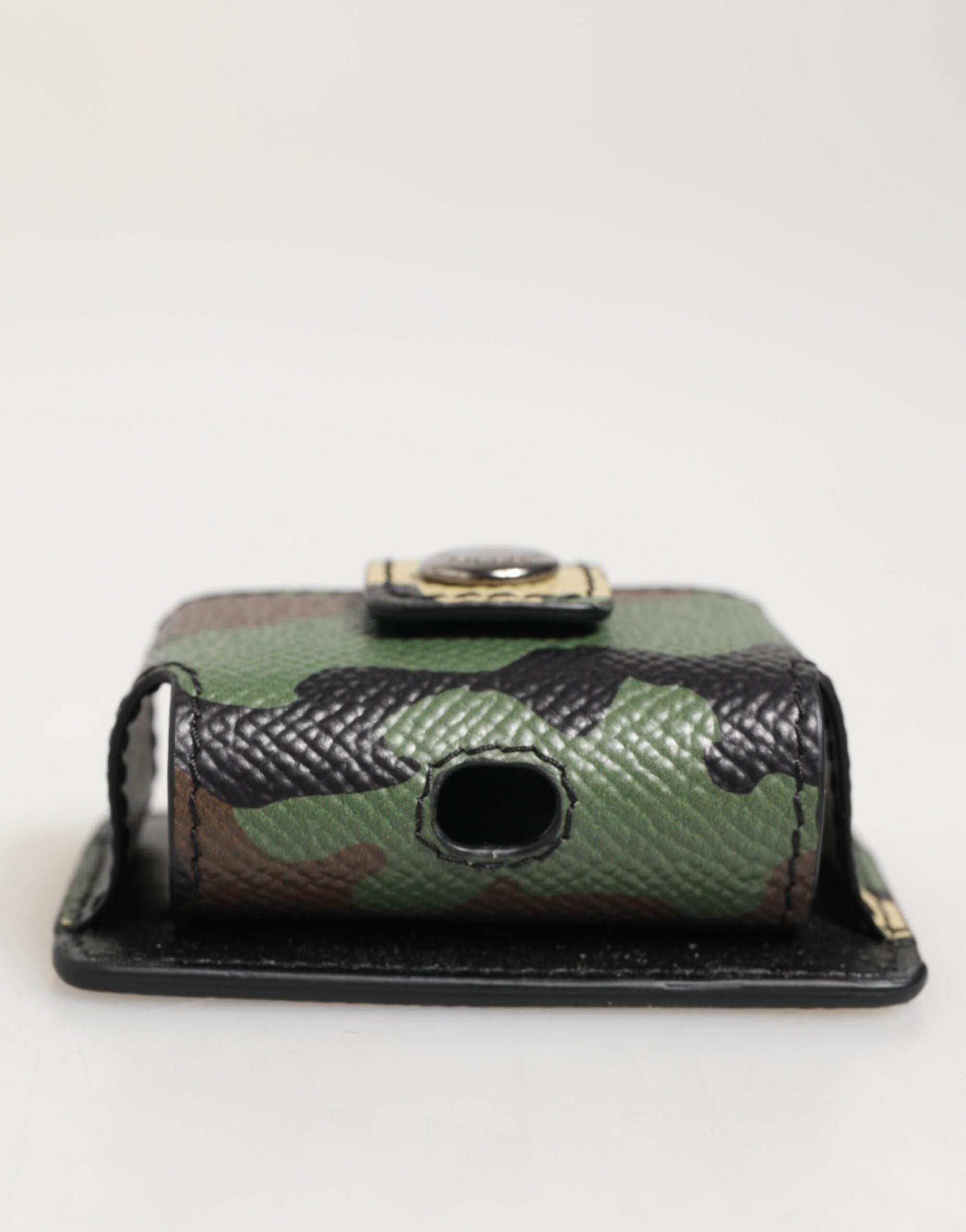 Dolce & Gabbana AirPods-Case aus mehrfarbigem Camouflage-Leder mit Metallaccessoire
