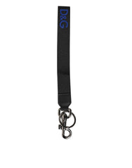 Dolce & Gabbana Zwart Blauw DG Logo Polyester Messing Houder Sleutelhanger