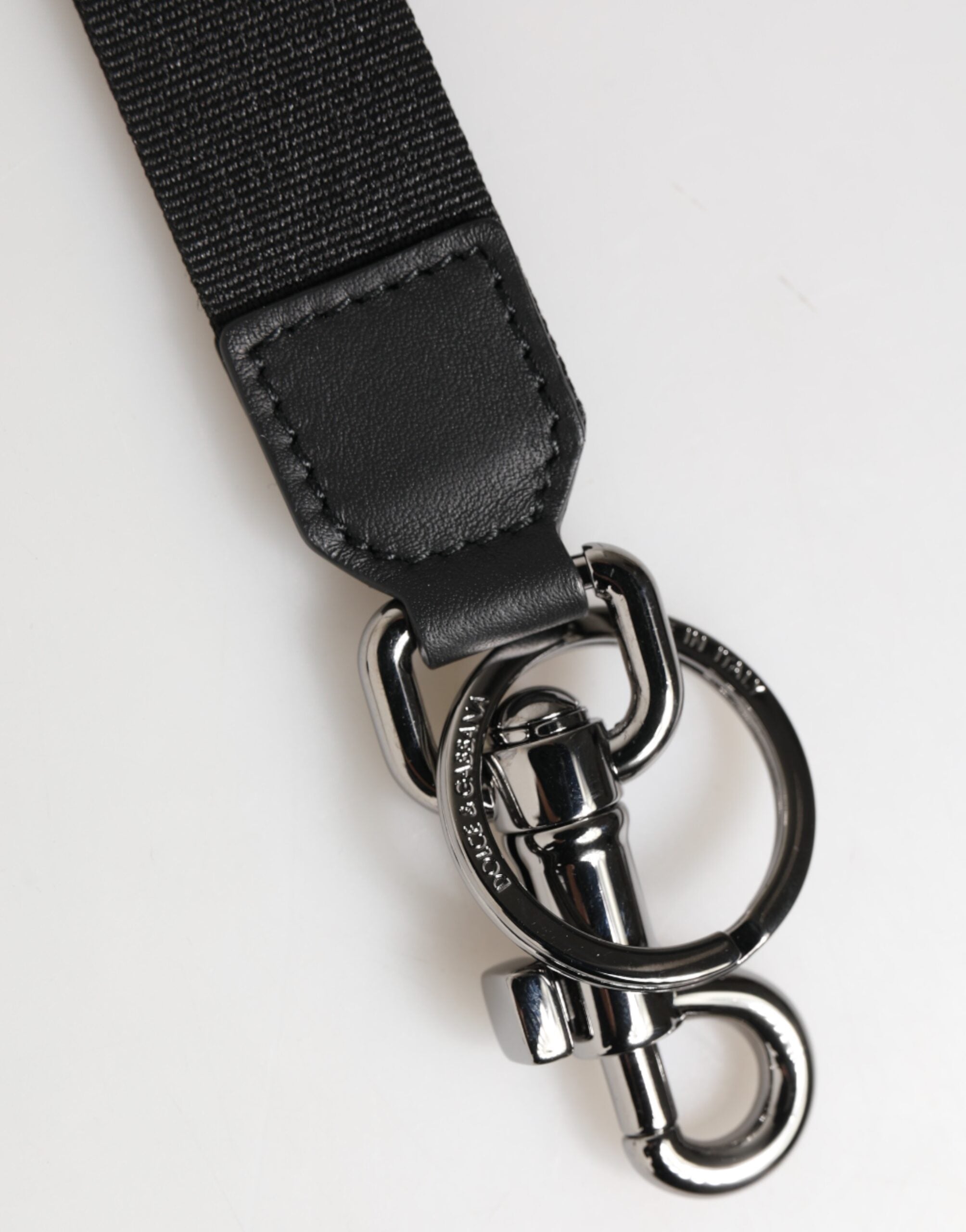Dolce & Gabbana Zwart Blauw DG Logo Polyester Messing Houder Sleutelhanger
