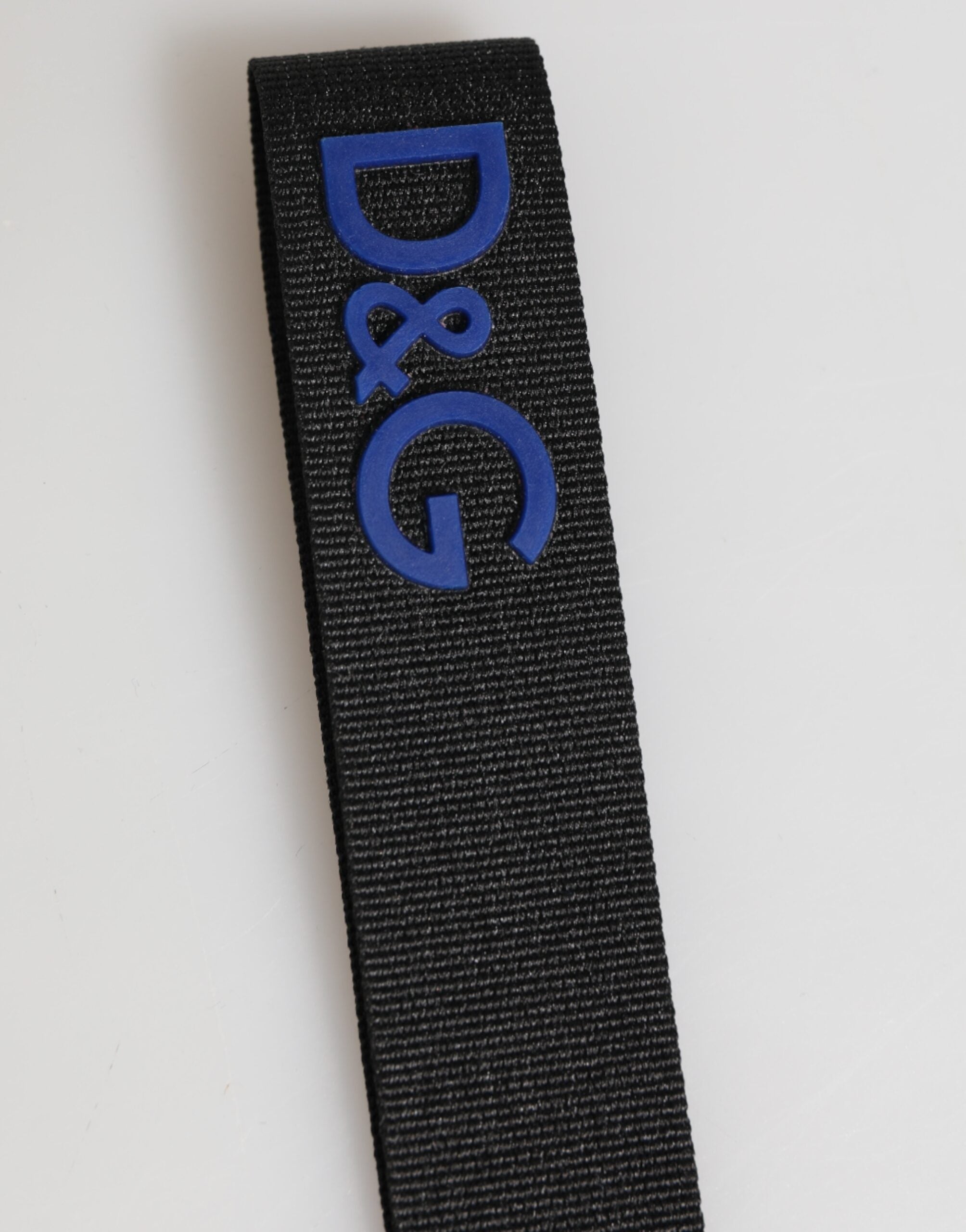Dolce & Gabbana Zwart Blauw DG Logo Polyester Messing Houder Sleutelhanger