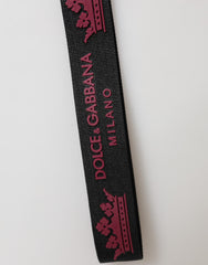 Dolce & Gabbana Schwarz Burgunderrot Nylon DG Logo Kronenhalter Schlüsselanhänger