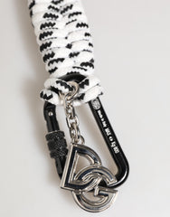 Dolce & Gabbana Black White Polyester Tape String DG Logo Keychain Keyring