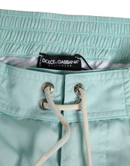 Dolce & Gabbana Aqua Blue Polyester Strandbekleidung Herren Shorts Bademode