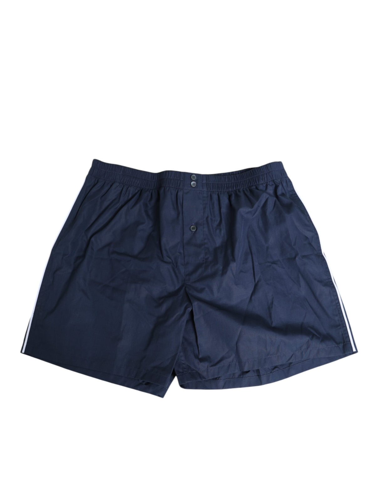 Dolce & Gabbana Navyfarbene Badeshorts aus Baumwolle mit elastischem Bund und Knöpfen