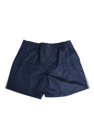 Dolce & Gabbana Navyfarbene Badeshorts aus Baumwolle mit elastischem Bund und Knöpfen