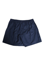 Dolce & Gabbana Navyfarbene Badeshorts aus Baumwolle mit elastischem Bund und Knöpfen