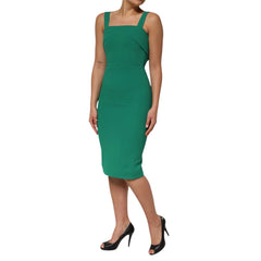 Dolce & Gabbana Dunkelgrünes ärmelloses Bodycon-Kleid aus Viskose