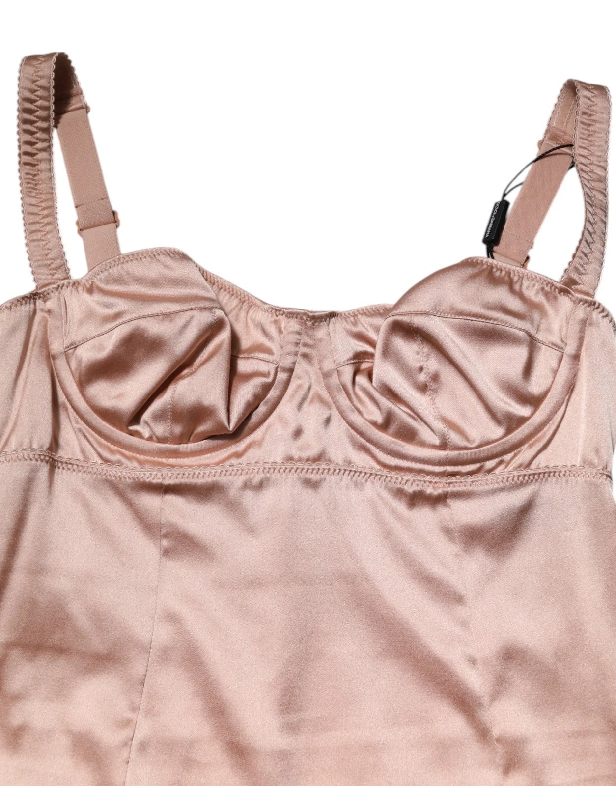 Dolce & Gabbana Seidensatin-Bustierkleid Midi Bodycon Rosé