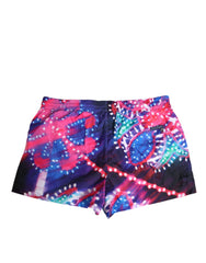 Dolce & Gabbana Badehose aus Polyester mit mehrfarbigem Neon-Print
