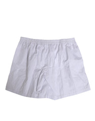Dolce & Gabbana Weiße blaue Baumwoll-Shorts mit Streifenmuster und Knopfleiste Bademode
